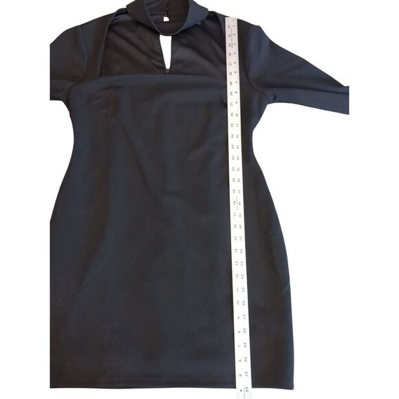 Lulu's Long Sleeve Bodycon Black Dress Mini Cut Out Dress XL - Picture 6 of 9